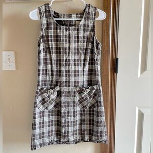 Vintage plaid dress size Medium sleeveless mini dress two belted front pockets